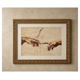 FRAMED MICHELANGELO 'CREATION OF ADAM' PRINT