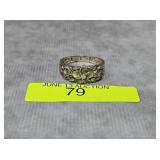 STERLING SILVER FLORAL FILIGREE RING, SZ-7