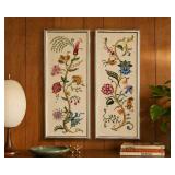 PAIR OF VINTAGE FLORAL CREWEL WORK PIECES