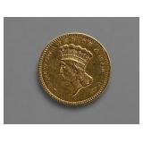 1856 $1 INDIAN HEAD PRINCESS GOLD COIN, FINE