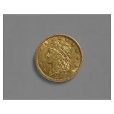 1836 $5 CLASSIC HEAD GOLD COIN, FINE
