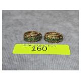 PAIR OF STERLING SILVER CHRYSOPRASE HUGGY EARRINGS