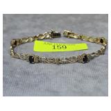 7' STERLING SILVER ~1.2CT SAPPHIRE BRACELET