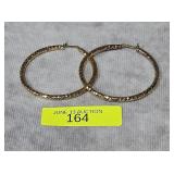 PAIR OF GOLD ON STERLING 2' HOOP EARRINGS