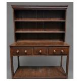 ANTIQUE DARK OAK' WELSH 2-PIECE DRESSER