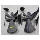 PAIR OF VINTAGE METAL 16' ANGEL WALL CANDLES