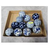12- ASST. BLUE & WHITE PORCELAIN BALLS