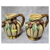 PAIR OF MAJOLICA STYLE POMEGRANATE PITCHERS