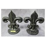 SET OF 8' CAST IRON FLEUR DE LIS BOOKENDS