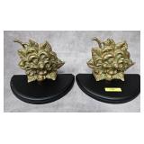 PAIR OF BRASS FLORAL BOOKENDS