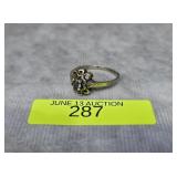 STERLING SILVER AMETHYST RING, SZ-9