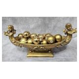 19' CERAMIC CHERUB BOWL W/ ORNAMENTS