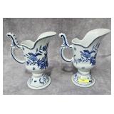 PAIR OF 9' BLUE & WHITE PORCELAIN EWERS
