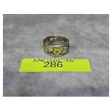 STERLING SILVER FLORAL BAND RING, SZ-7
