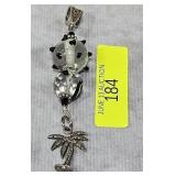 3' STERLING SILVER PALMETTO TREE PENDANT