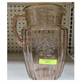 8' PINK DEPRESSION CABBAGE ROSE PITCHER