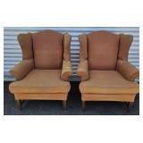 PAIR OF HICKORY CHAIR WING BACK ARMCHAIRS