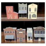 SET OF 7- HANDCRAFTED WOODEN WESTEN TOWN BUILDINGS