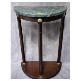 MARBLE TOP MAHOGANY HALF MOON TABLE