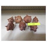 SET OF 7- MINIATURE STONEWARE PIG FIGURES
