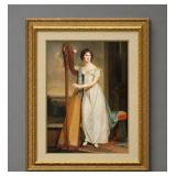 29' X 38' TALL FRAMED GIRL W/ HARP PRINT