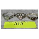 LOT OF 3- ASST. STERLING SILVER GEMSTONE RINGS