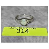 STERLING SILVER OPAL RING, SZ-9