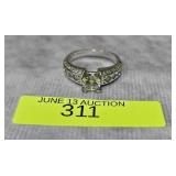 STERLING SILVER CZ ENGAGEMENT RING, SZ-8