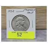 1952 FRANKLIN HALF DOLLAR, AU