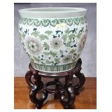 12' ORIENTAL CHRYSANTHEMUM JARDINIERE W/ PEDESTAL