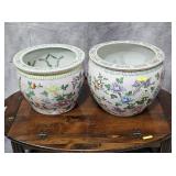 PAIR OF 12' ORIENTAL CERAMIC JARDINIERES