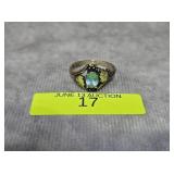 STERLING SILVER ~.5CT BLUE TOPAZ RING, SZ-9