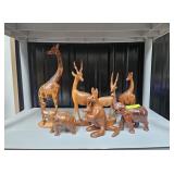 LOT OF ASST. CARVED 'KENYAN' WOODEN SAFARI FIGURES