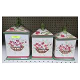 3- PIECE CERAMIC 'FLORAL' CANISTER SET