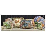 ASST. CREWEL, NEEDLEPOINT & OTHER THROW PILLOWS