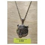 16' STERLING SILVER TIGER PENDANT NECKLACE