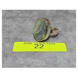 STERLING SILVER DRUSY QUARTZ RING, SZ-6