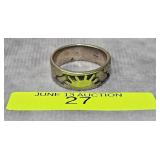 NATIVE AMERICAN STERLING SILVER BAND RING, SZ-7