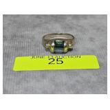 STERLING SILVER BLUE TOPAZ RING, SZ-7