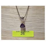 22' STERLING SILVER ~3CT AMETHYST NECKLACE