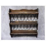 ANTIQUE OAK WALL RACK W/ TOWEL BAR