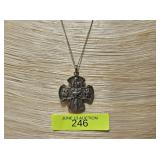 16' STERLING SILVER CATHOLIC CROSS NECKLACE