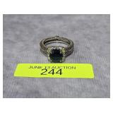 STERLING SILVER SAPPHIRE CRYSTAL RING, SZ-7