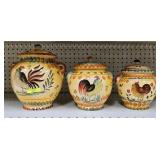 3- PC. ITALIAN CERAMIC 'CHICKEN' CANISTER SET