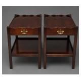 PAIR OF HICKORY CHAIR MAHOGANY CHIPPENDALE TABLES