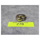 STERLING SILVER MODERNIST RING, SZ-5.5