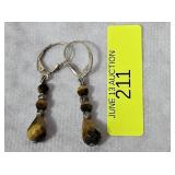 PAIR OF 1.5' TIGER EYE DANGLE EARRINGS