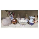 LOT ASST. ART POTTERY, AND PORCELAIN VASES & MORE