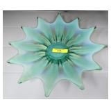 10' FOSTORIA GLASS 'HEIRLOOM' GREEN OPALESCENT DIS