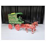 11' CAST IRON 'US MAIL' HORSE DRAWN WAGON